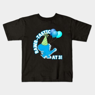 Rawr-Tastic at 3 Dinosaur Theme Boy's Birthday Party Kids T-Shirt